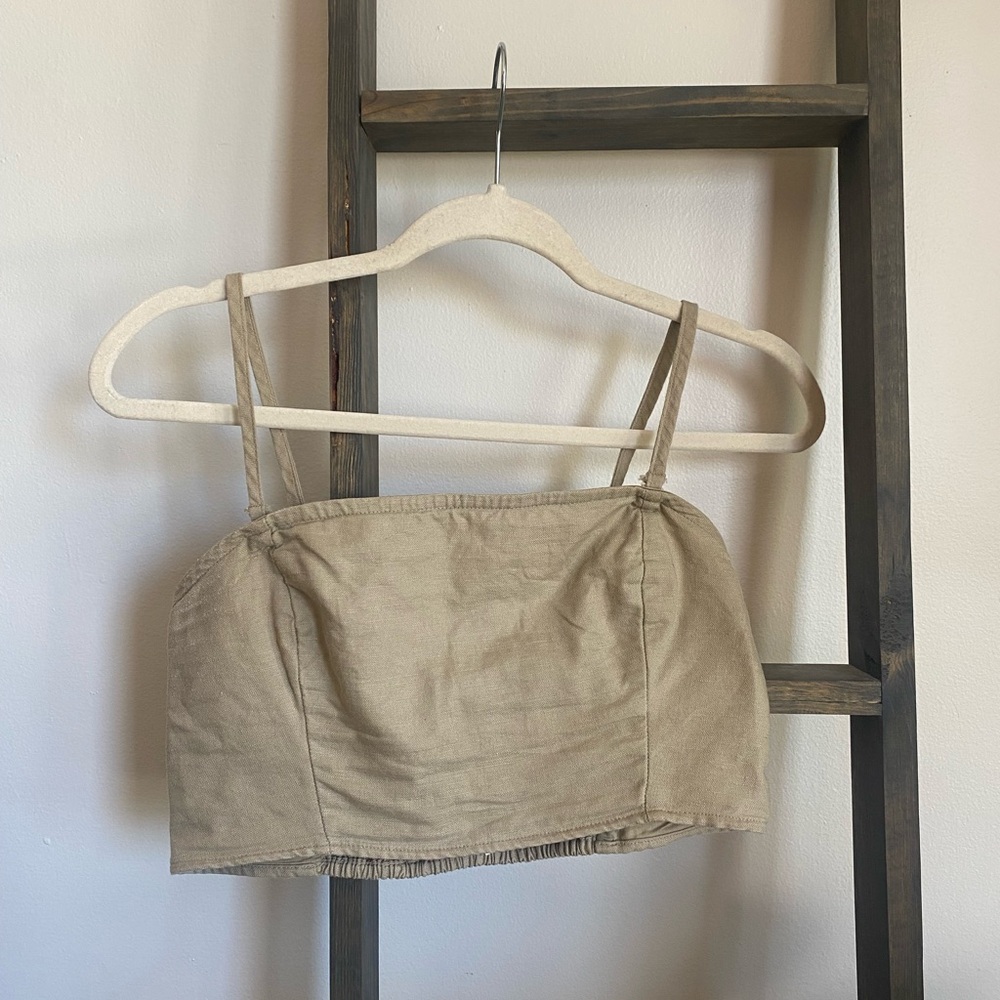 GAP Beige Smocked Crop Top with Removable Straps